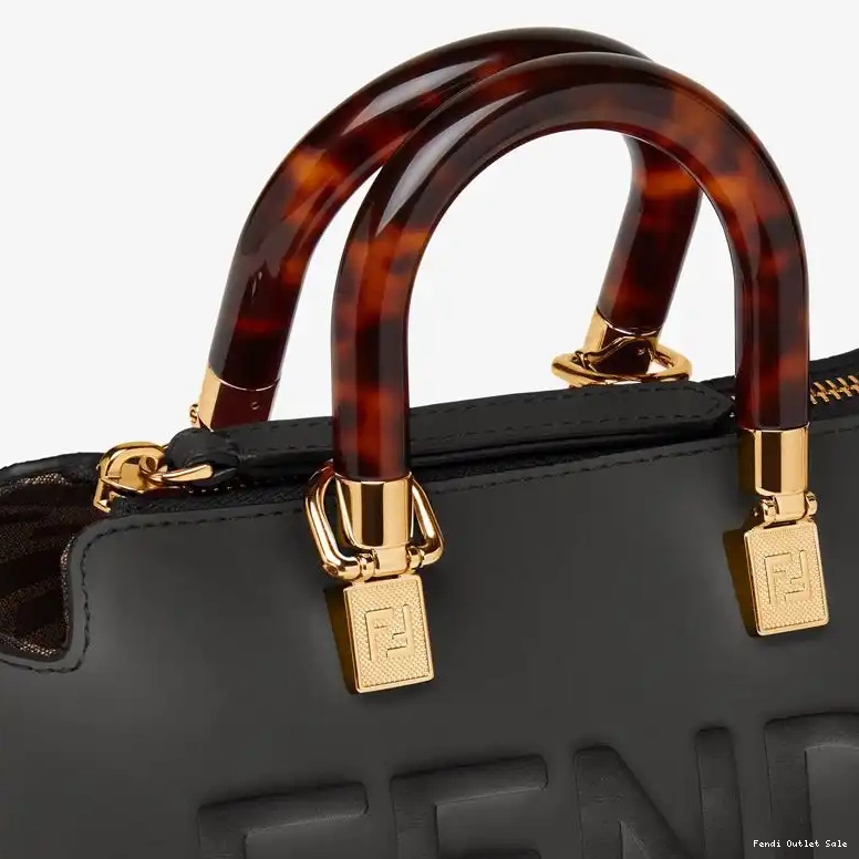 Affordable The Boston Bag Leather Logo Black ROMA In By Fendi Mini Way Calf 0619
